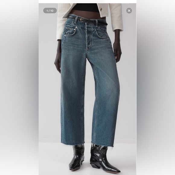 Citizens Of Humanity Dark Blue Bisou Crop raw hem mid rise wide leg Jeans 27 NWT - Picture 15 of 15